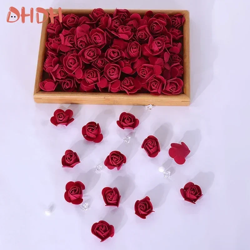 Cabezas de rosas artificiales de espuma PE, Material de decoración de caja de dulces para el Día de San Valentín, bricolaje, 500 Cm, 3,5 Cm - imagen 4