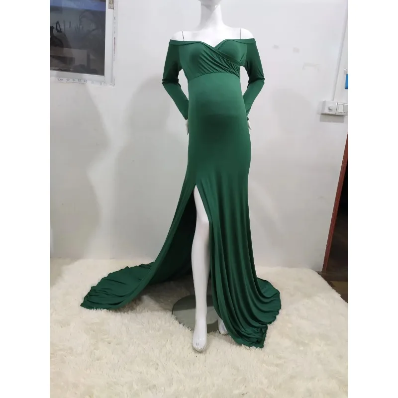Vestido de maternidad algodón con cuello en V y abertura para fotos - imagen 5