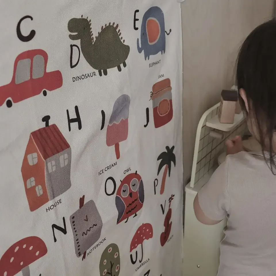 Pintura decorativa de letras de arcoíris de estilo nórdico, decoración de guardería para habitación de bebé, accesorios para fotos de bebé, revestimiento de pared colgante - imagen 3