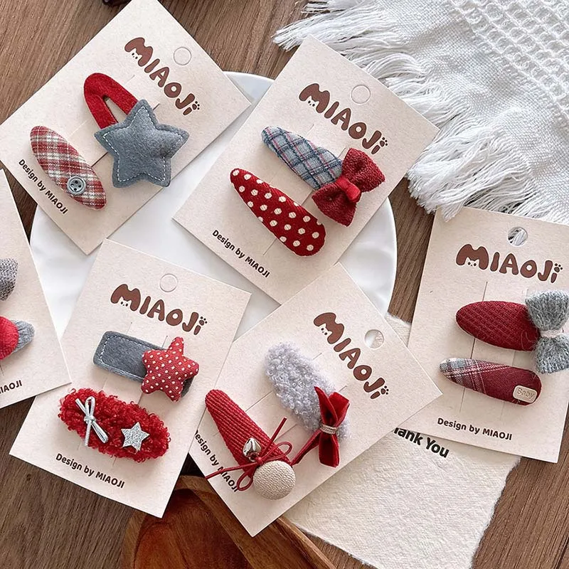 Pinza para el pelo coreana para niña, horquilla con agradable arco rojo de Año Nuevo para niño, flequillo roto para otoño e invierno, accesorios navideños para el cabello - imagen 4