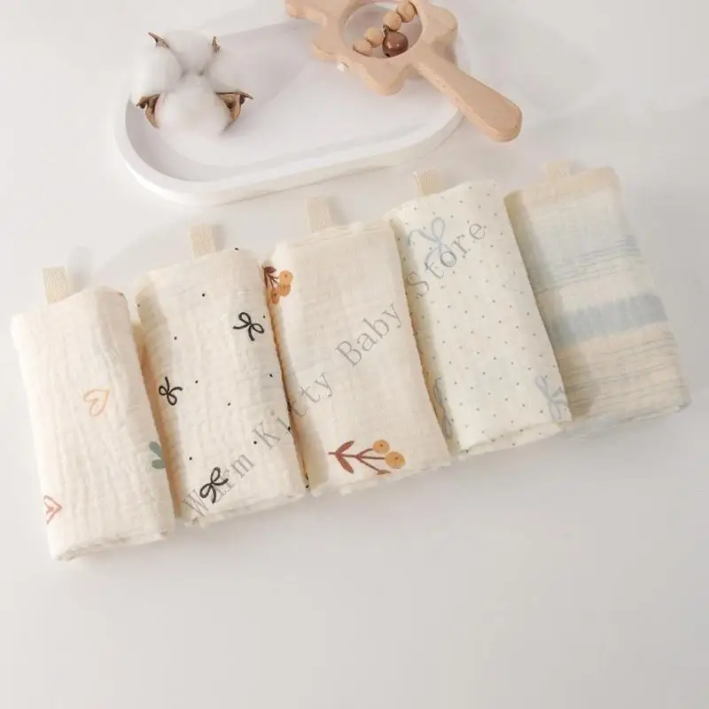 Toallas cuadradas de gasa de algodón suave para bebé, muselina absorbente, Baberos para lactancia recién nacido, paños para eructar, toallas para la cara infantil, 3/5 Uds.