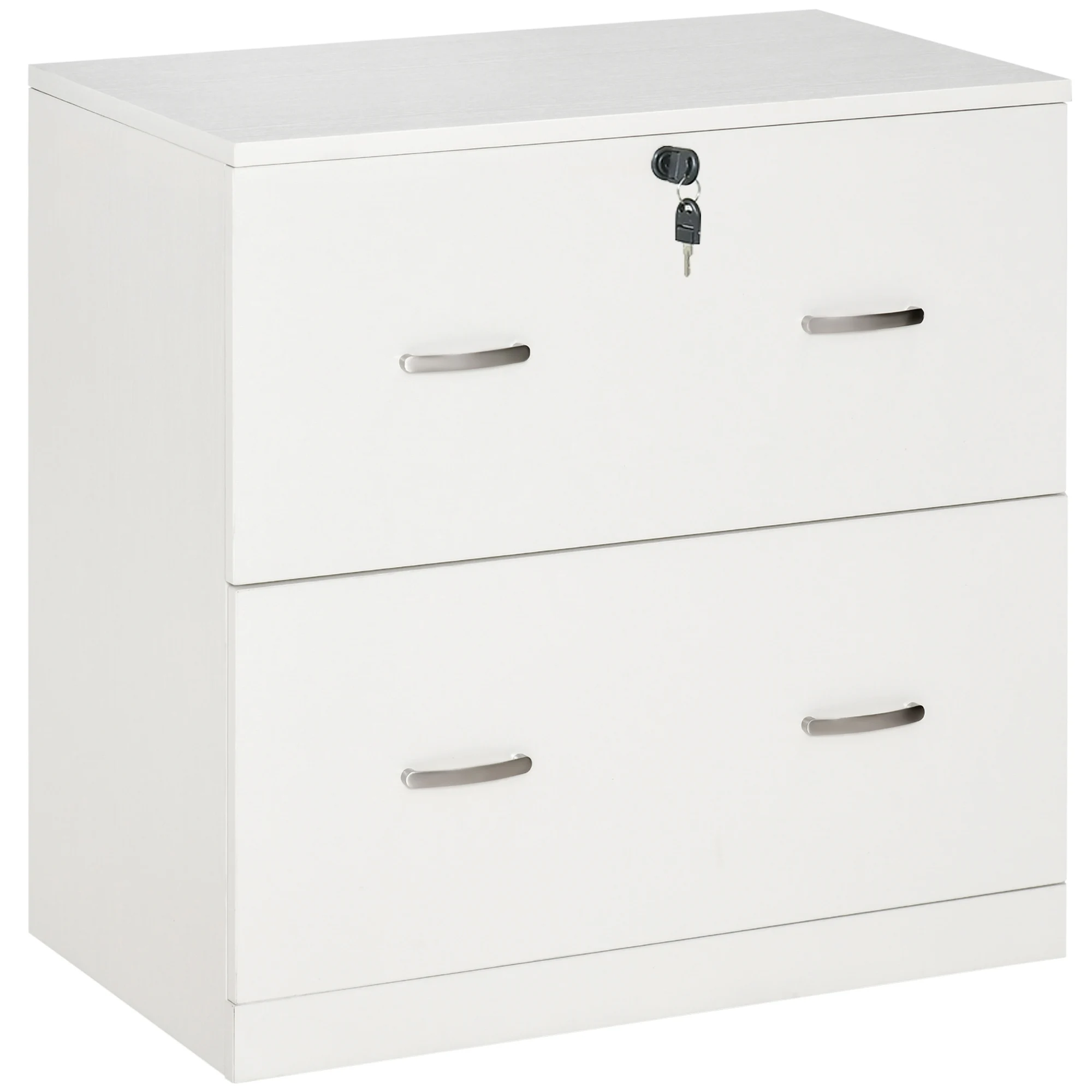 Vinsetto Mueble Archivador Cajonera para Oficina con 2 Cajones para Documentos en Tamaño A4 Cerradura y 2 Llaves para Estudio Despacho 74x42x72 cm Blanco
