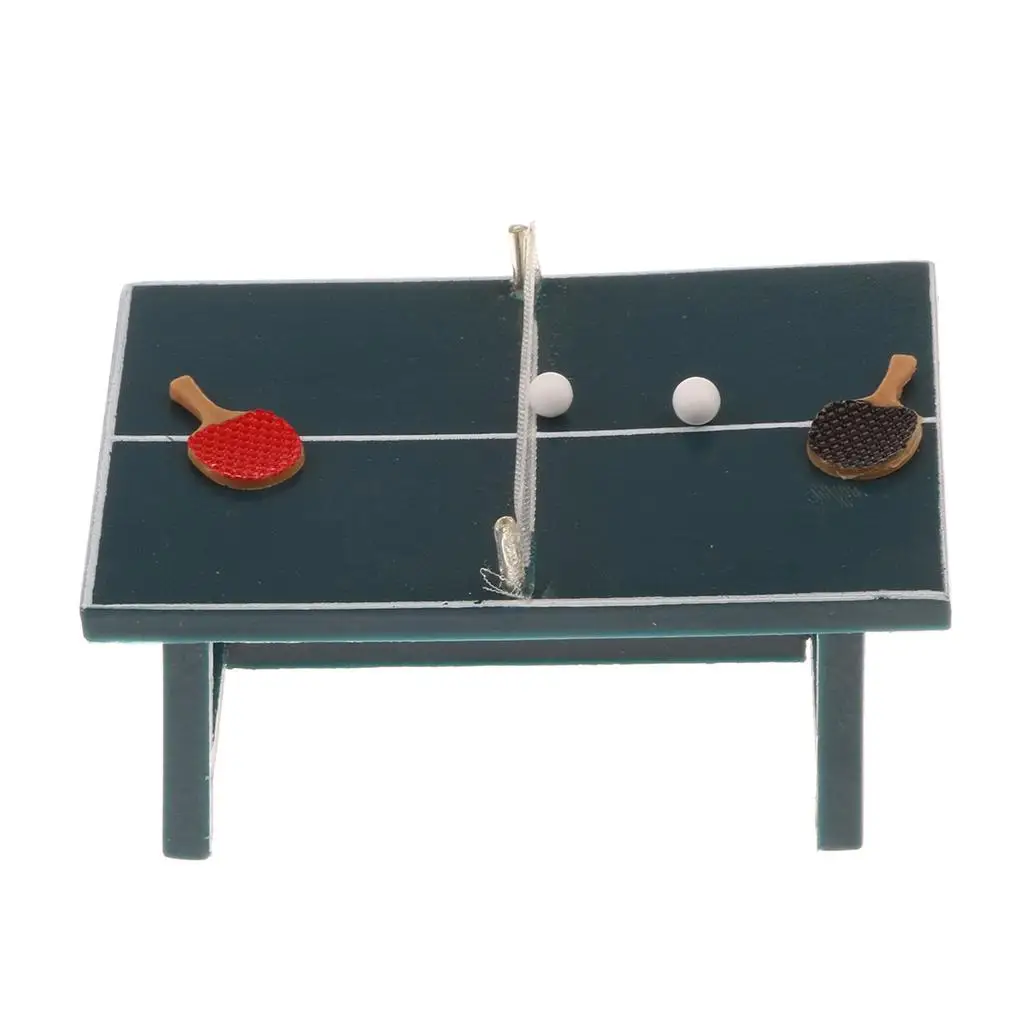 Juego completo de tenis de mesa para casa de muñecas a escala 1:12 con pelotas - imagen 4