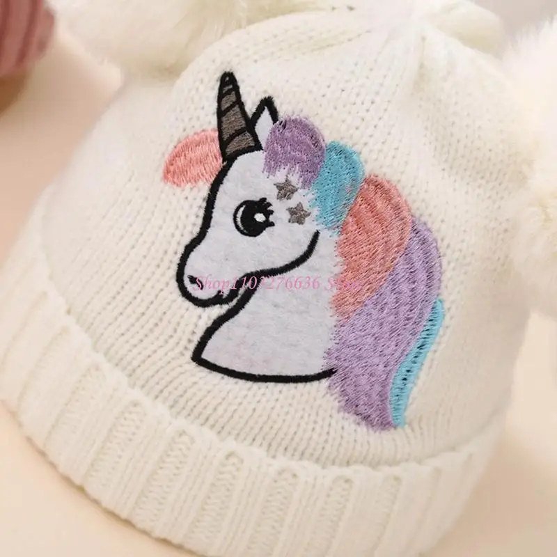 Gorro de invierno para bebé punto grueso con pompones dobles - imagen 5