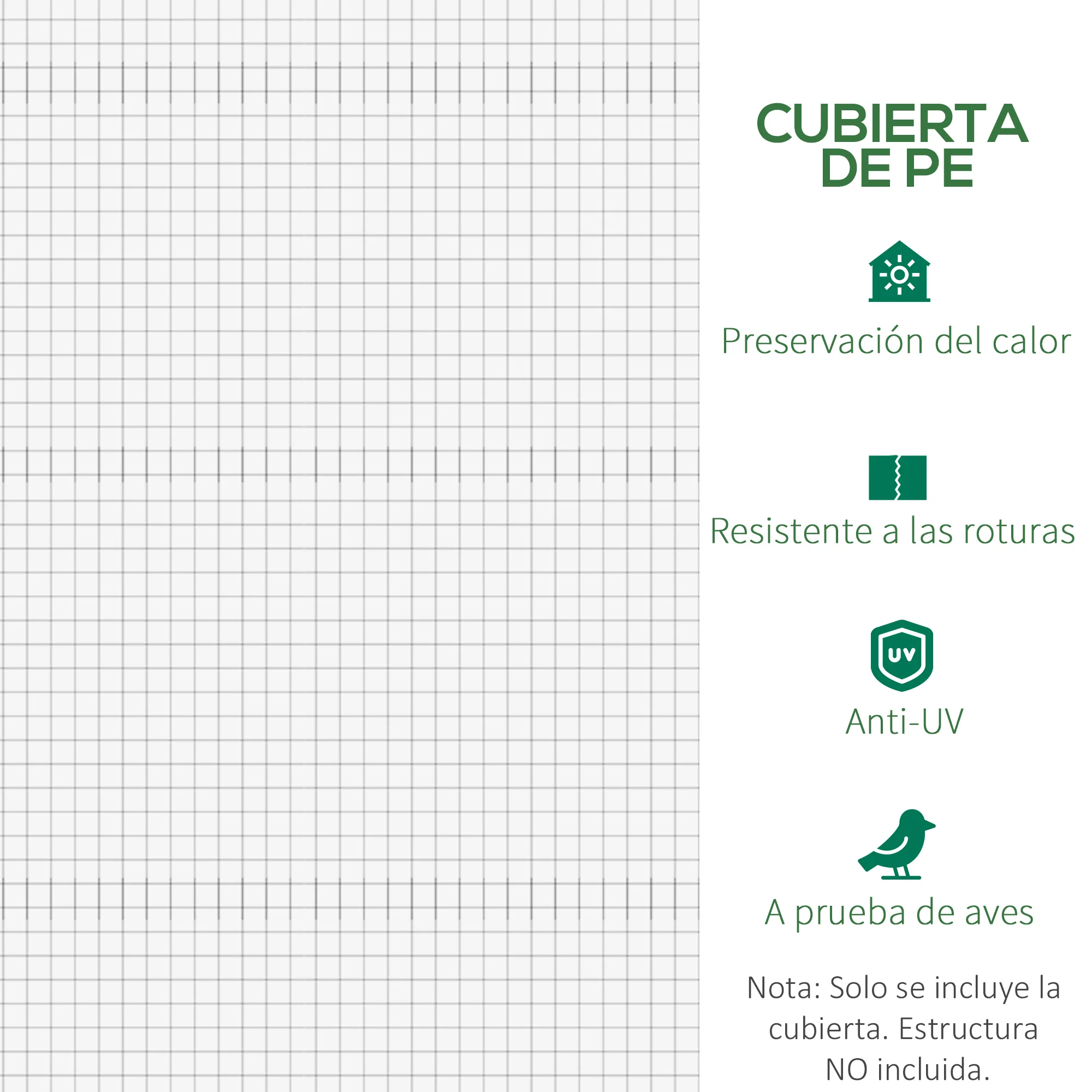 Outsunny Cubierta de Invernadero de Túnel 6x3x2 m Cubierta de Repuesto Invernadero Polietileno con 12 Ventanas y Puerta Enrollable Protección de Plantas para Jardín Blanco - imagen 5