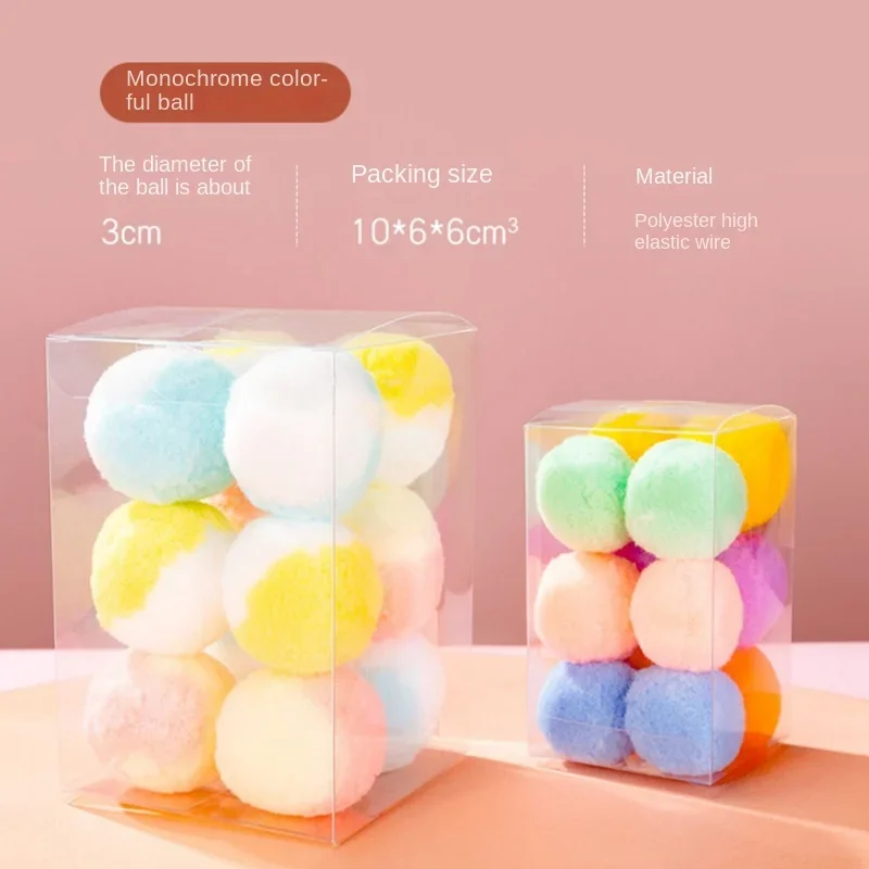 12 Uds. Pelotas de juguete elásticas para gatos de peluche, 3CM, 5CM, juguetes interactivos silenciosos y hinchables para entrenamiento de mascotas para gatitos - imagen 4