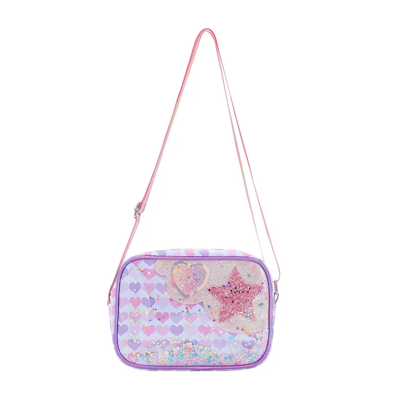 ¡Nuevo bolso para niñas de dibujos animados de unicornio: correa de arcoíris brillante, diseño de corazón de estrella, hombro/bandolera bidireccional, lindo y práctico! - imagen 5