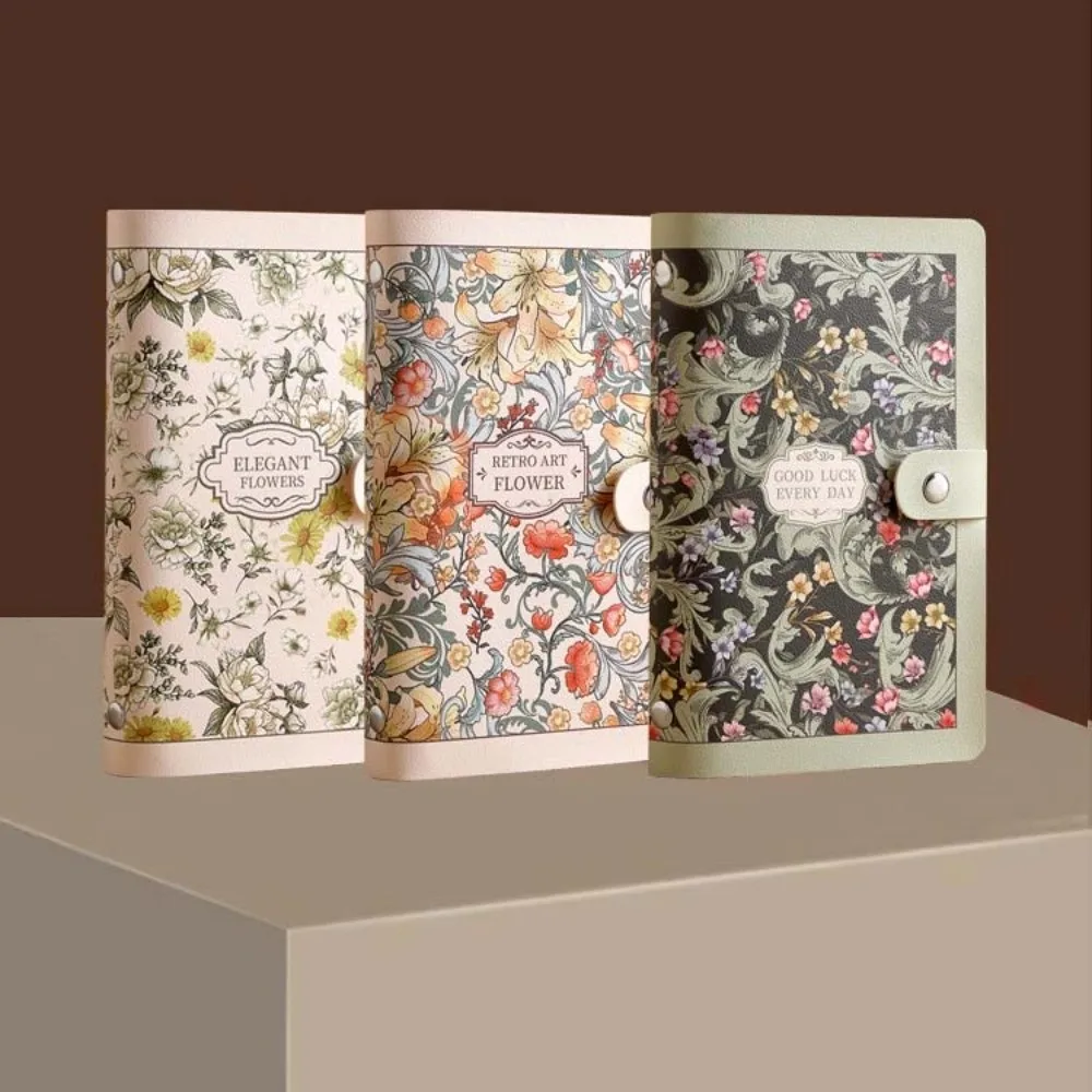 Cuaderno con botones A6 para dinero, antisalpicaduras, agua, Plan diario, presupuesto en efectivo, organizador de tiempo, libro de ahorro de cuero con estampado de flores - imagen 3