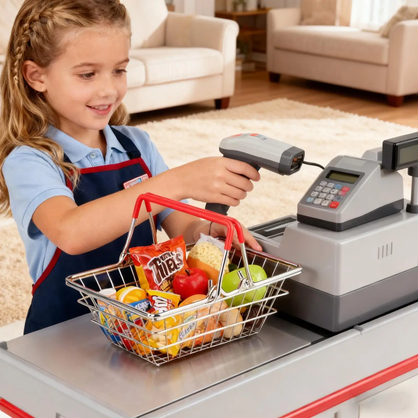 Pequeño carrito de comestibles, accesorios para casa de muñecas, carrito de compras para supermercado, carrito de mano para niños, coleccionistas, jardines de hadas - imagen 2