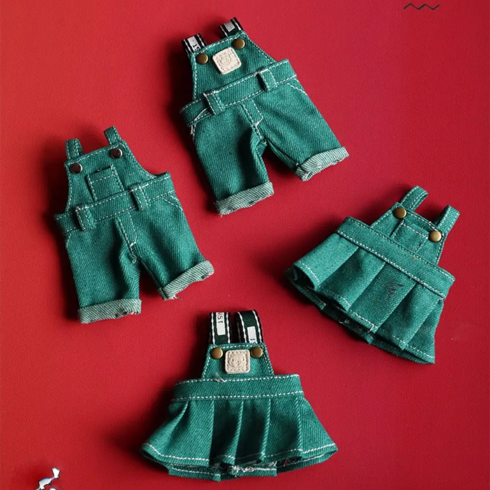 Nuevos pantalones vaqueros, falda para muñeca, monos hechos a mano, falda con correa multicolor, ropa DIY, juguetes de peluche para accesorios de muñeca de algodón de 15cm - imagen 4