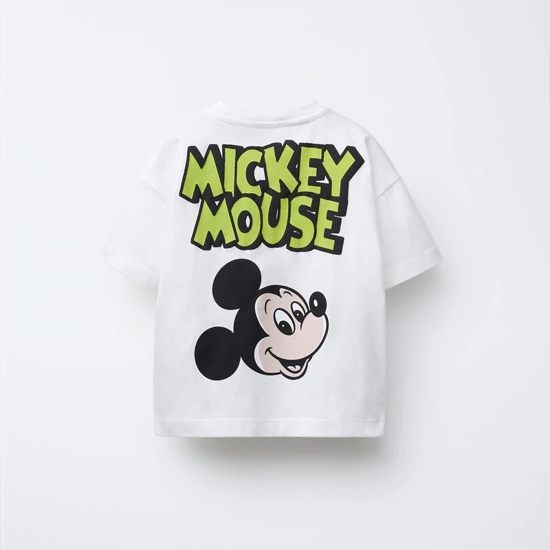 Camiseta de Mickey Mouse, ropa de verano, camisetas de manga corta para niños, camisetas estampadas bonitas, camisa básica informal fina de moda con cuello redondo para niños - imagen 3