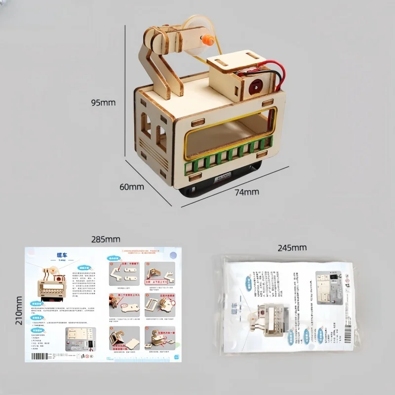 DIY de madera al aire libre turismo Cable coche de juguete turismo tecnología de coche pequeña invención científico modelo Experimental juguete - imagen 4