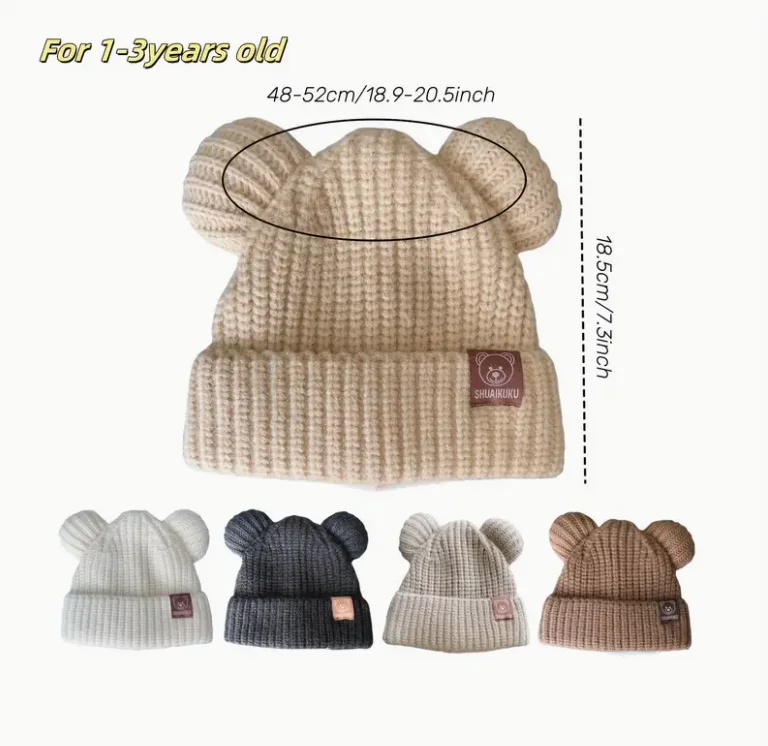 Adorables gorros de punto con pompones, accesorios de invierno para niños, gorros suaves, cálidos y coloridos para niños - imagen 4