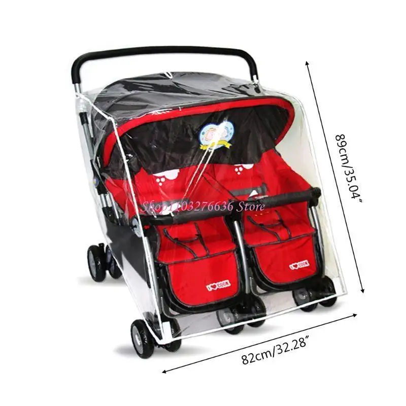 Chubasquero para cochecito bebé R6FD, impermeable para gemelos, cubierta para lluvia, impermeable transparente para contra - imagen 5