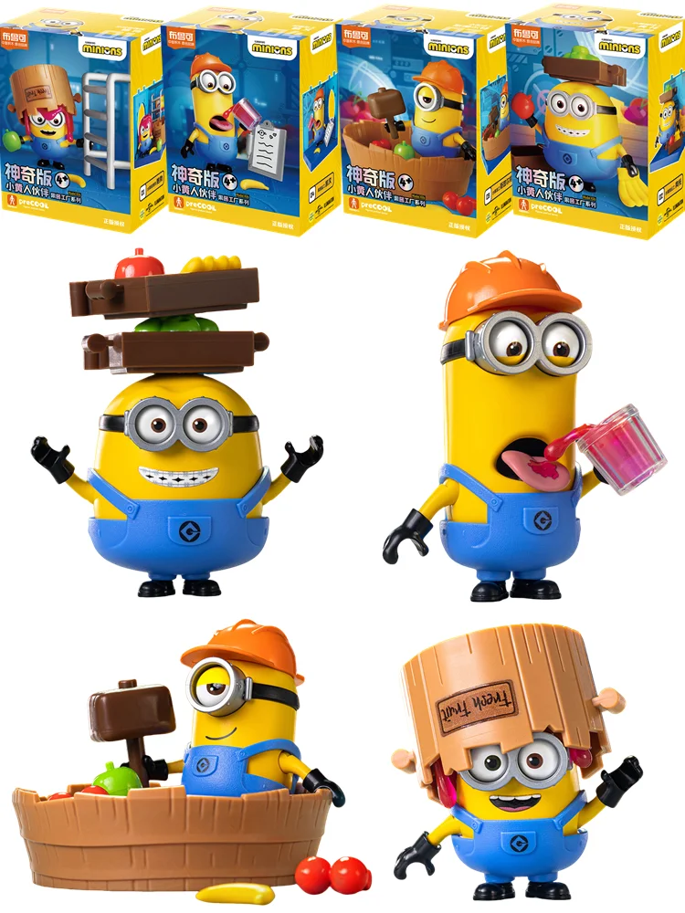 BLOKEES Minions película de animación Stuart Kevin Bob Otto figura de dibujos animados de Anime muñeca modelo juguetes de ensamblaje caja ciega regalos para niños