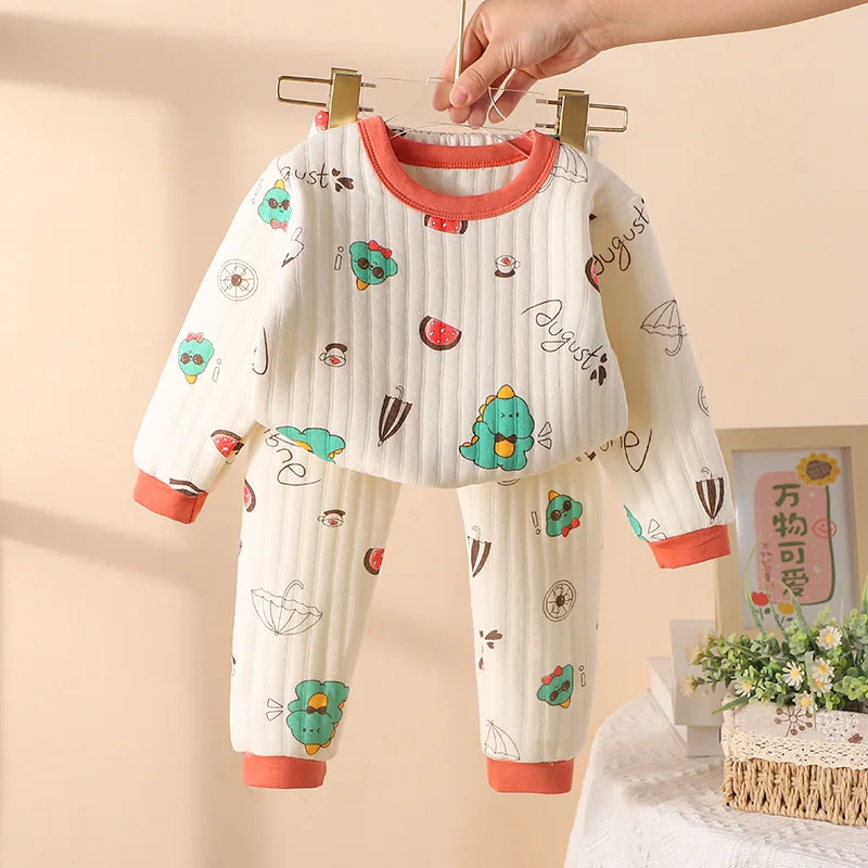 Conjunto de pijama infantil invierno grueso algodón estampado animales - imagen 4