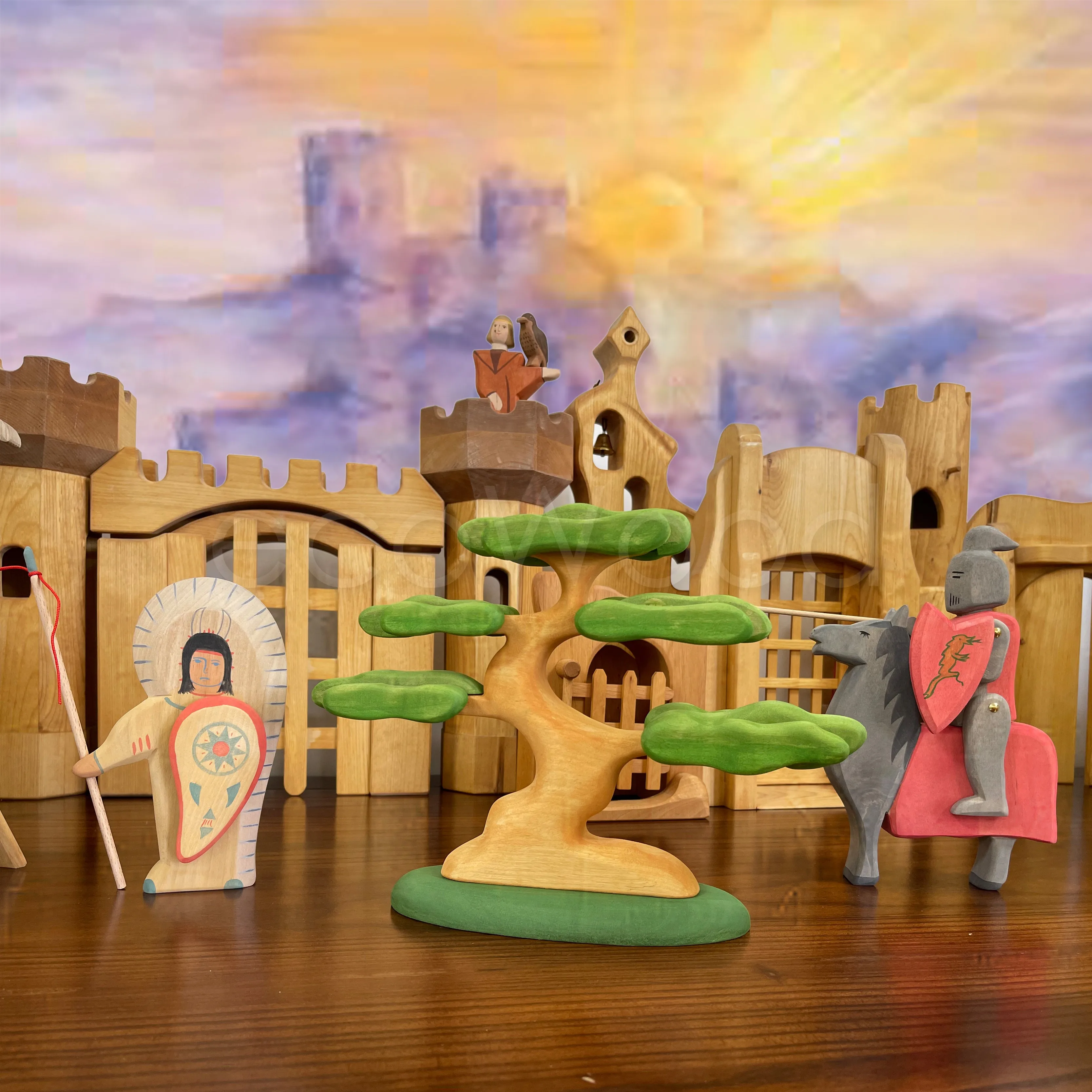 Escultura de madera, arquitectura artesanal, juguetes abiertos para niños, juegos sostenibles para bebés, desarrollo de la inteligencia infantil - imagen 4