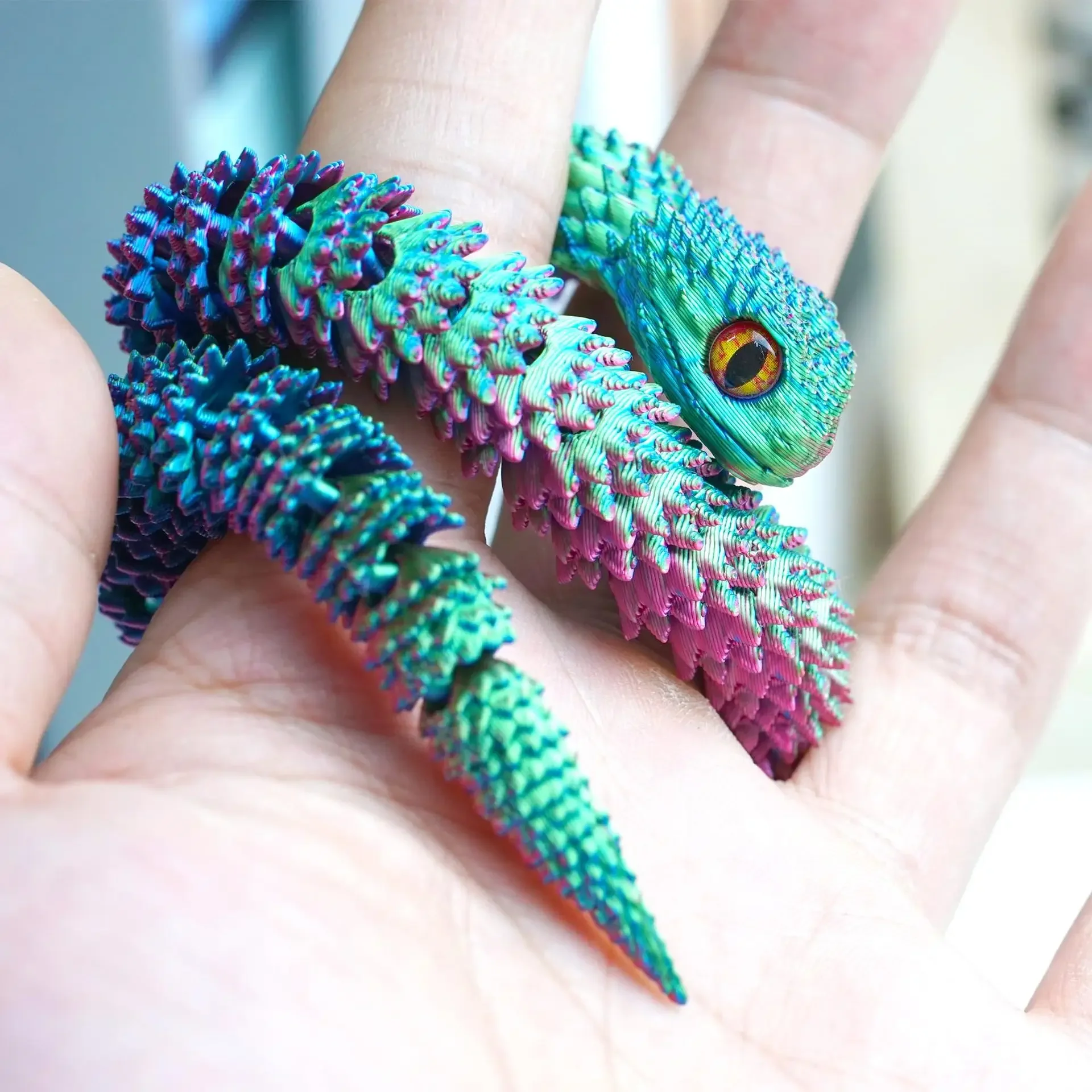 Serpiente impresa en 3D de 30cm, juguete de articulación móvil, serpiente de simulación divertida, adorno de escritorio para oficina, juguetes con impresión 3D, regalo de Navidad - imagen 5