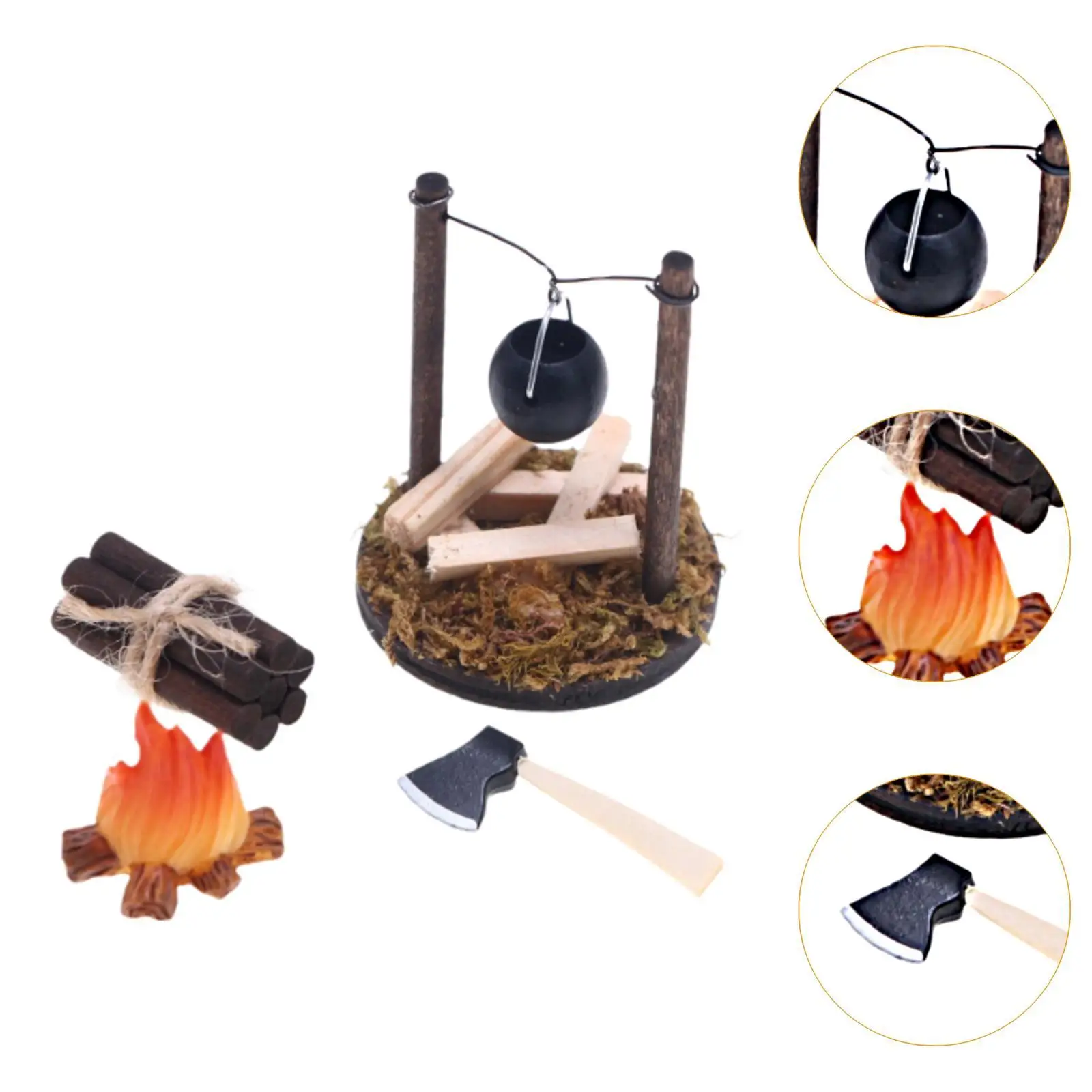 4x Dollhouse Camp Set Dollhouse Fireplace Decoration for 1/12 Scale Dollhouses Dollhouse Furniture Handicraft Kids Pretend Toy