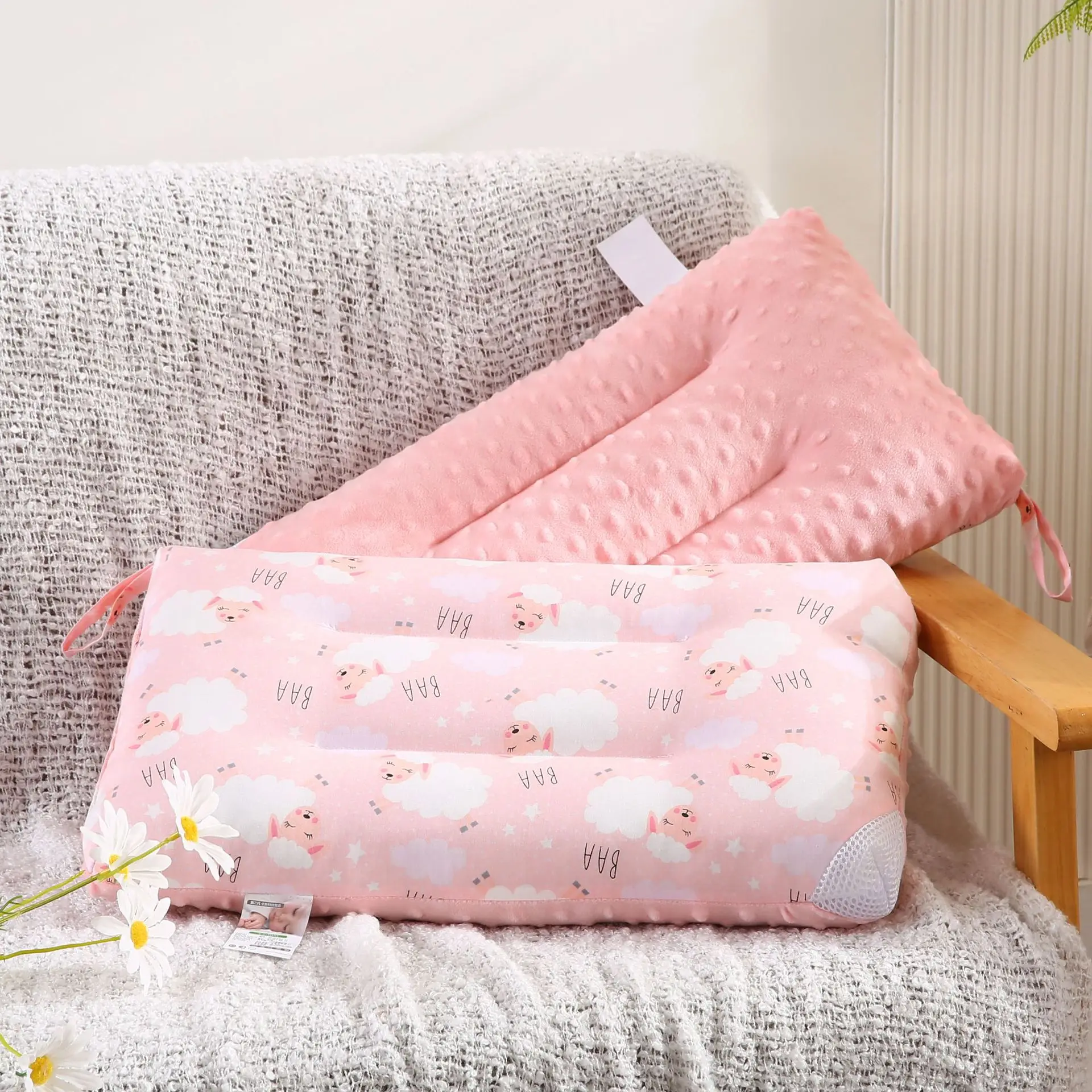 Nuevos almohadas rectangulares de terciopelo de algodón para niños, almohadas de alta calidad para bebés para transmisión en vivo de guardería - imagen 3