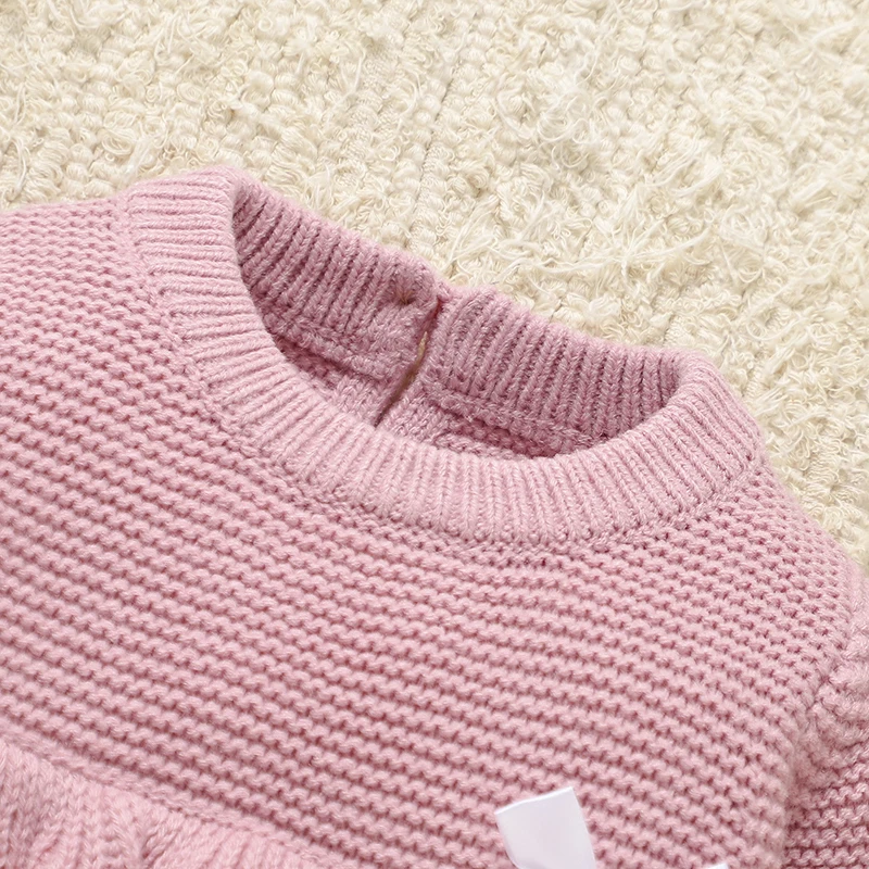 Pelele bebé niña de punto manga larga cuello redondo rosa primavera - imagen 4