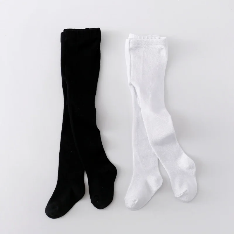 Lawadka medias recién nacidas para niñas, medias de punto liso para bebés y niñas, pantimedias informales blancas y negras para niños pequeños, primavera y otoño de 0 a 12M - imagen 3