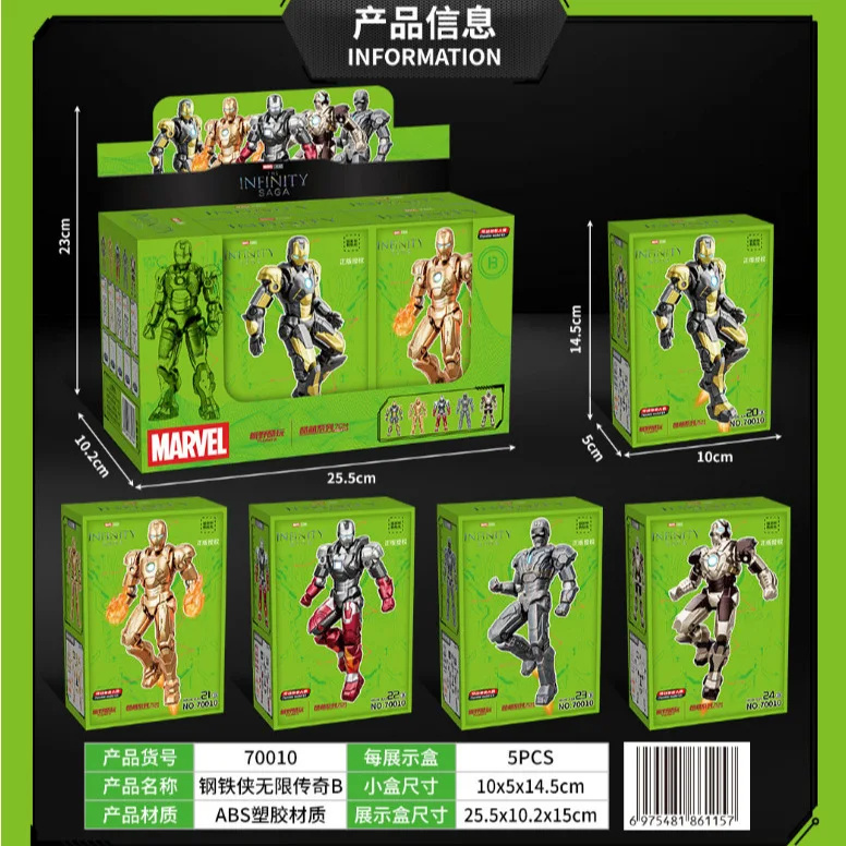 8 stks/set Originele Iron Man Zuiger MK1-MK24 7 CM Building Legends DIY Speelgoed Model Action Figure Kerstcadeau - imagen 5