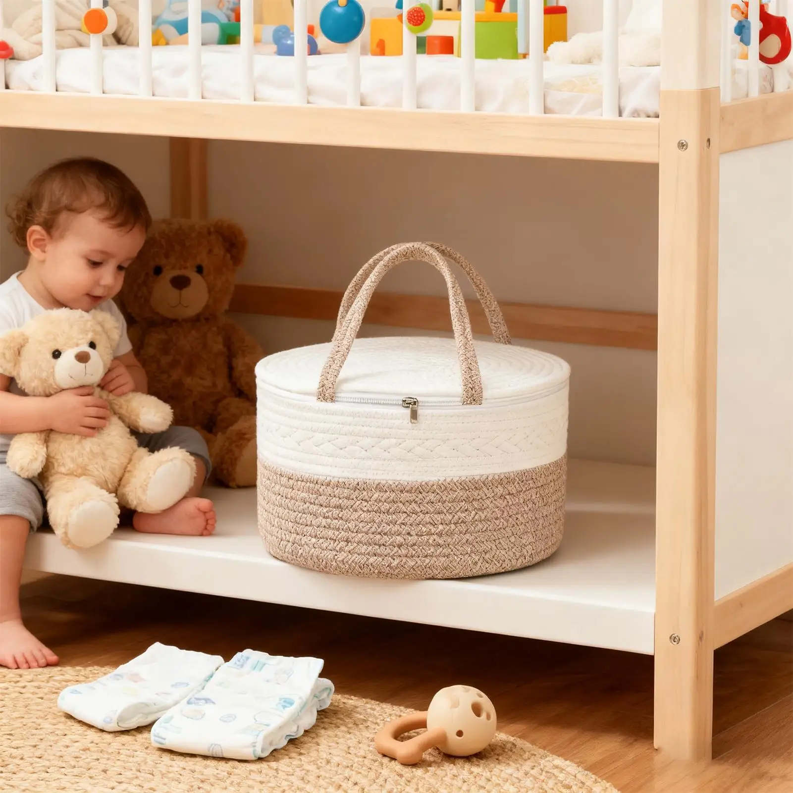 Organizador de pañales para bebé, bolsa portátil de gran capacidad, bolsa de pañales para bebé, soporte para limpiar para viajes al aire libre, coche, baño, cabecera, Picnic - imagen 3