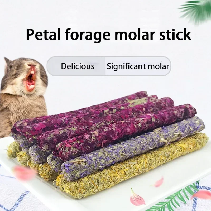 Palo de lavanda de caléndula rosa, juguete para masticar Molar para conejos, palitos para masticar para hámster, Chinchilla, conejillo de indias, juguetes para aperitivos, 6 uds. - imagen 2