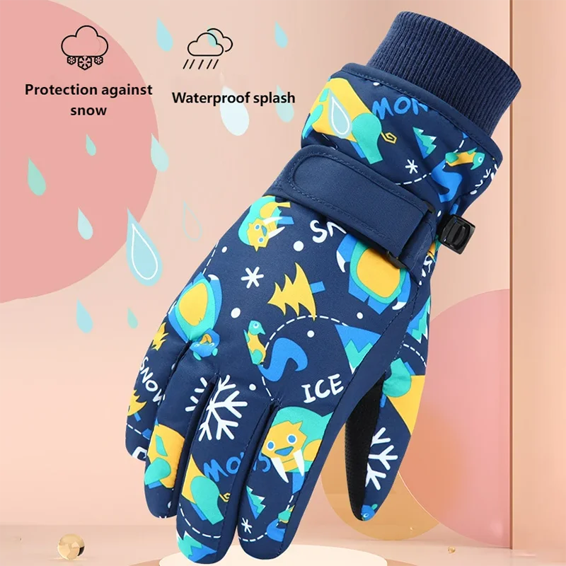 Guantes de esquí térmicos impermeables para niños con dedos - imagen 3