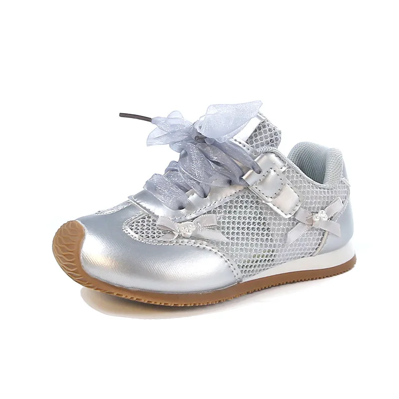 Zapatos informales para niñas 2025, primavera otoño, nueva moda, estilo coreano, fondo suave, antideslizantes, zapatos de bebé de encaje de princesa - imagen 5