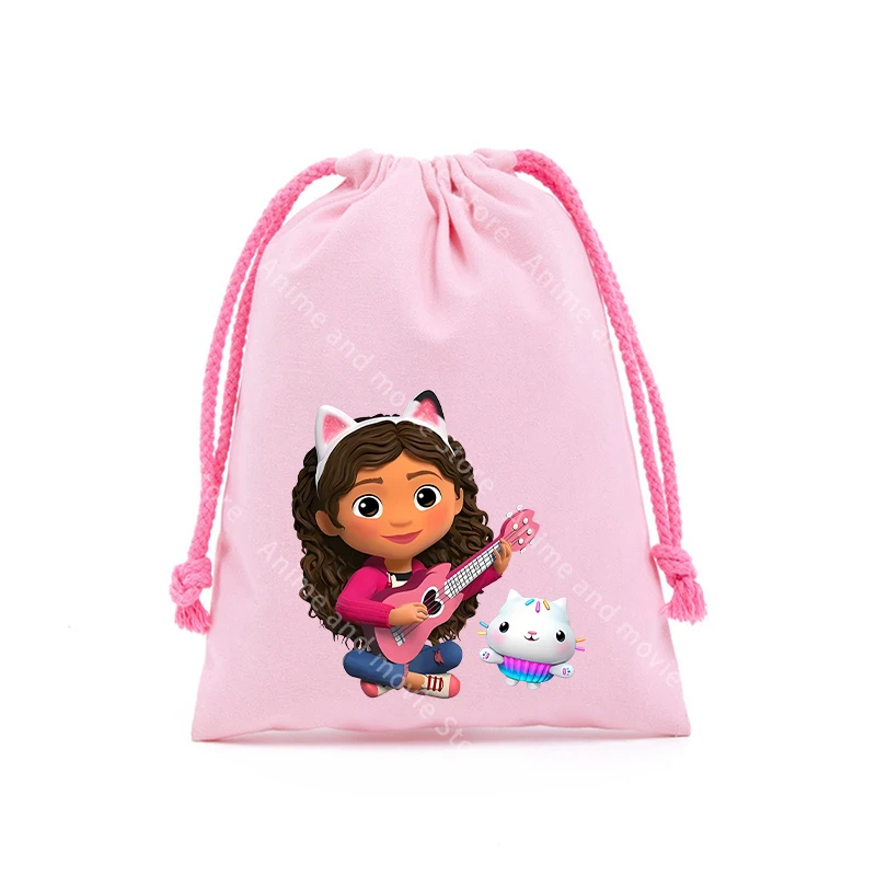 Gabby Dollhouses bolsas con cordón para niñas niños dibujos animados Anime 13x16CM bolsas de almacenamiento impresas bolso de mano lindos regalos de moda - imagen 5