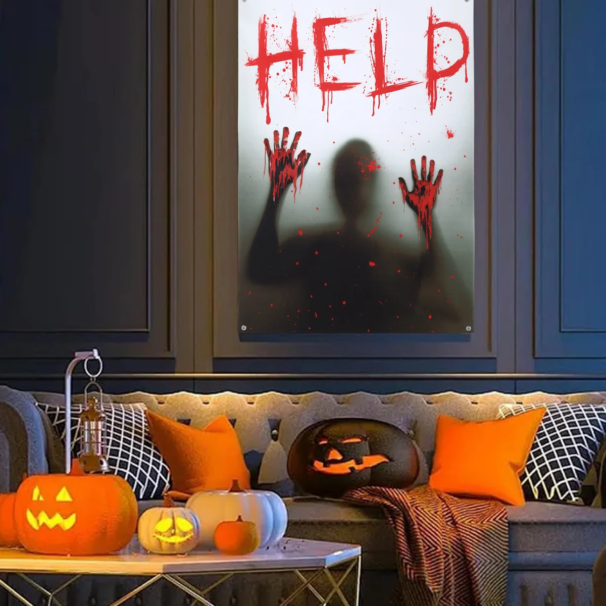 Halloween Horror mujer fantasma cortina tela feliz fiesta de Halloween decoración 2025 para el hogar niños adultos favorece regalos ventana cubierta de puerta - imagen 5