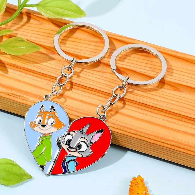 Llaveros Zootopia 2 Judy Nick Love para pareja, llavero bonito de dibujos animados de Anime de Disney, llavero de moda para hombres y mujeres, regalos ornamentales