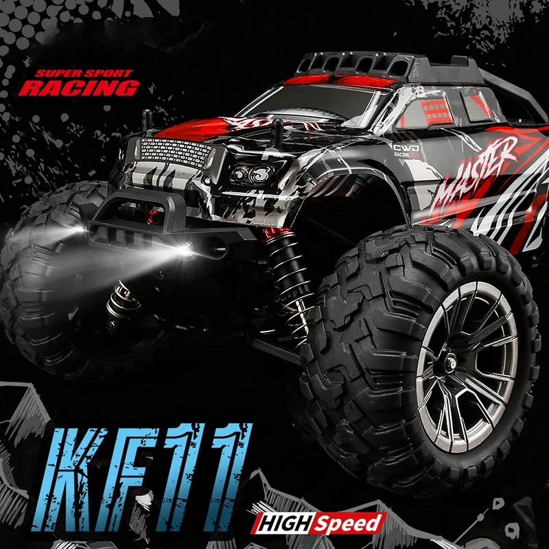 KF11 RC camión 4WD todoterreno de alta velocidad 33 km/h coche 1:16 con luces LED Control remoto escalada RC Buggy coche juguetes para niños - imagen 3