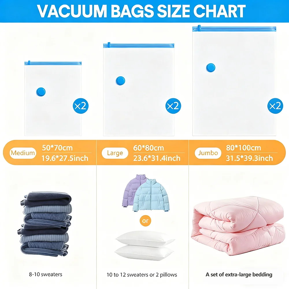 Bolsas de vacío reutilizables para guardar ropa y edredones - imagen 5