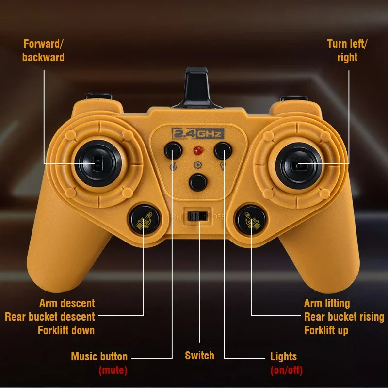 Excavadora RC Bulldozer Dumper Car 2,4G 9CH Control remoto vehículo de ingeniería camión sobre orugas juguetes para niños regalos de navidad - imagen 4