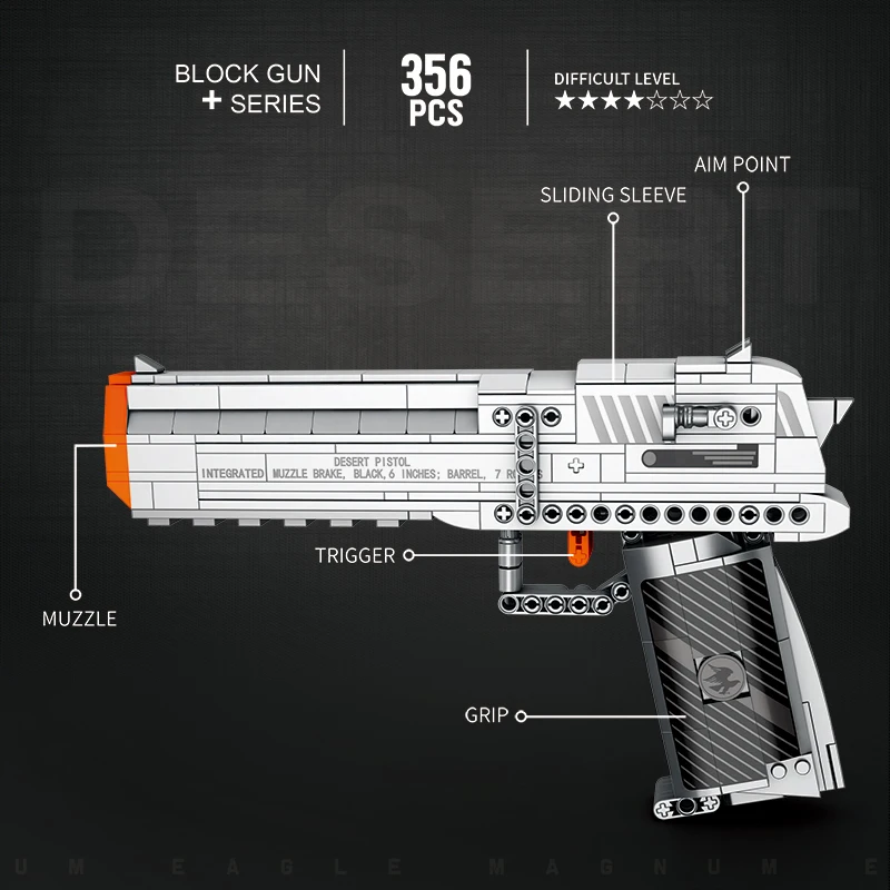Kit bloques construcción militares - 356 piezas - Pistola Desert Eagle - imagen 3