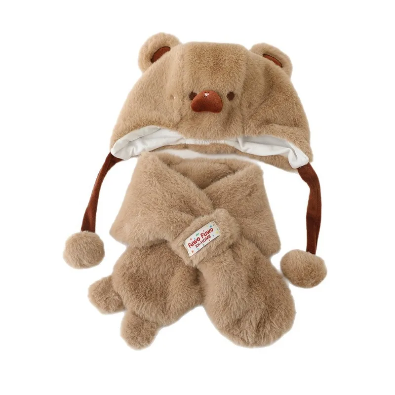 Conjunto de gorro de cazador de osos para bebé de invierno: linda combinación de gorro y bufanda con orejeras, calentador de cuello suave y cálido a prueba de frío para niños pequeños. - imagen 3