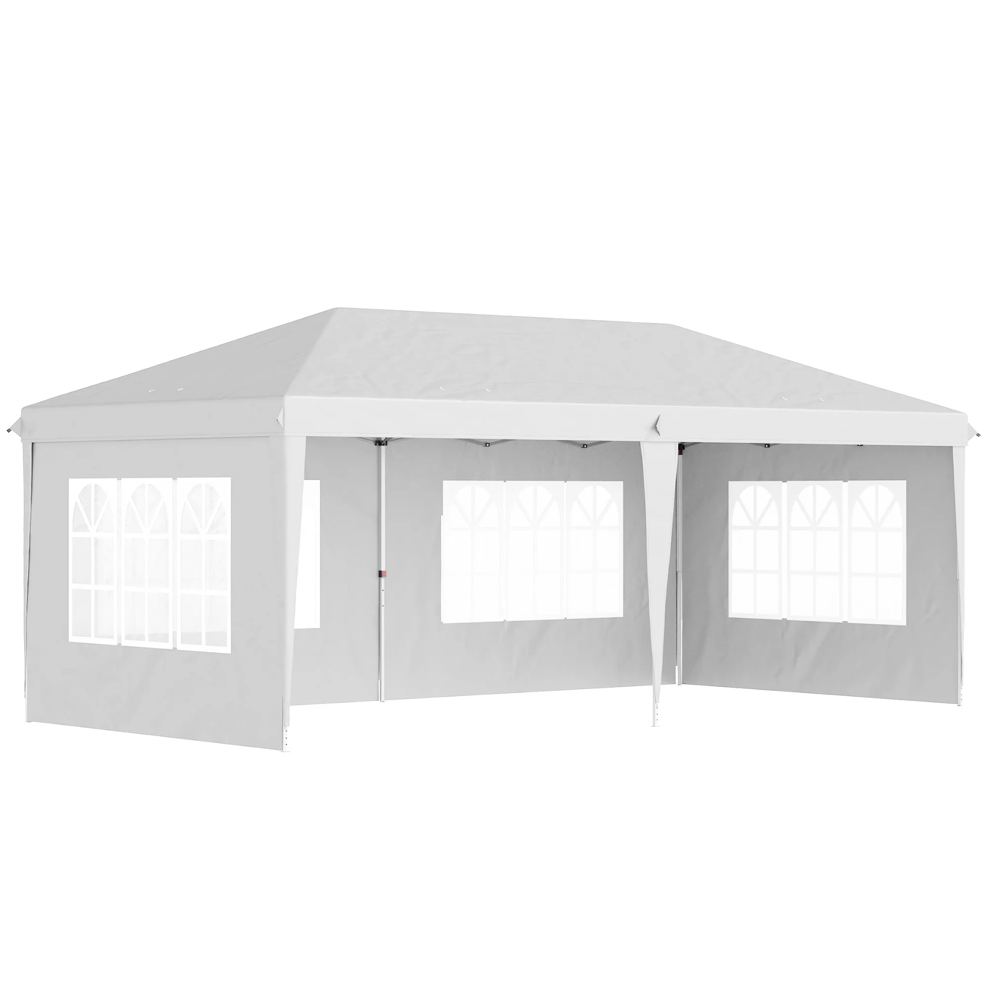 Outsunny Carpa Plegable 6x3 m con 4 Laterales Desmontables Cenador de Jardín con 4 Ventanas Visibles y Bolsa de Transporte para Patio Terraza