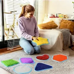 Tapetes sensoriales para desarrollo infantil, tela suave y plegables