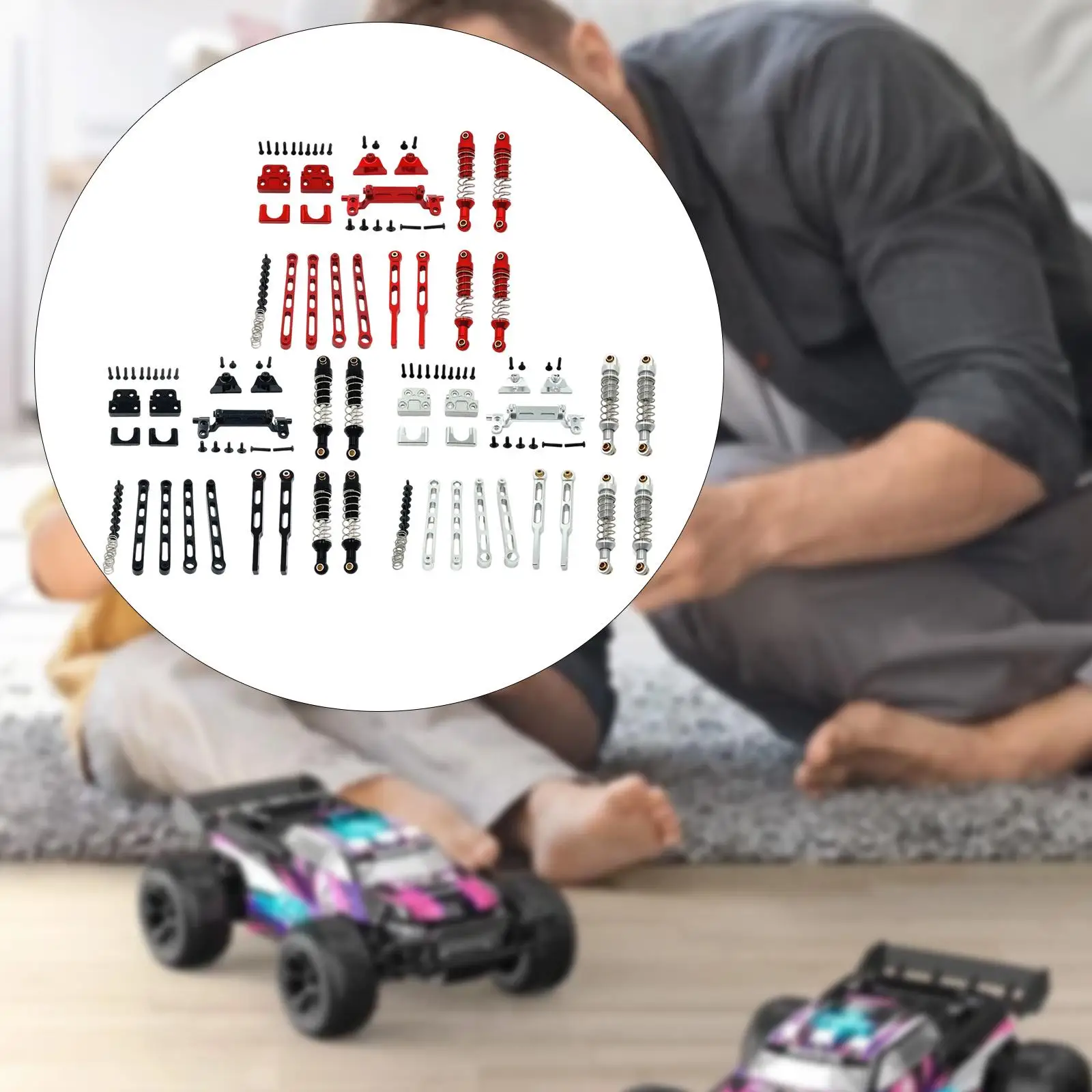 Soporte de choque RC, amortiguador de Metal, varilla de tracción, varilla de enlace delantera y trasera adecuada para actualizaciones de coche 1/12 RC al aire libre - imagen 3