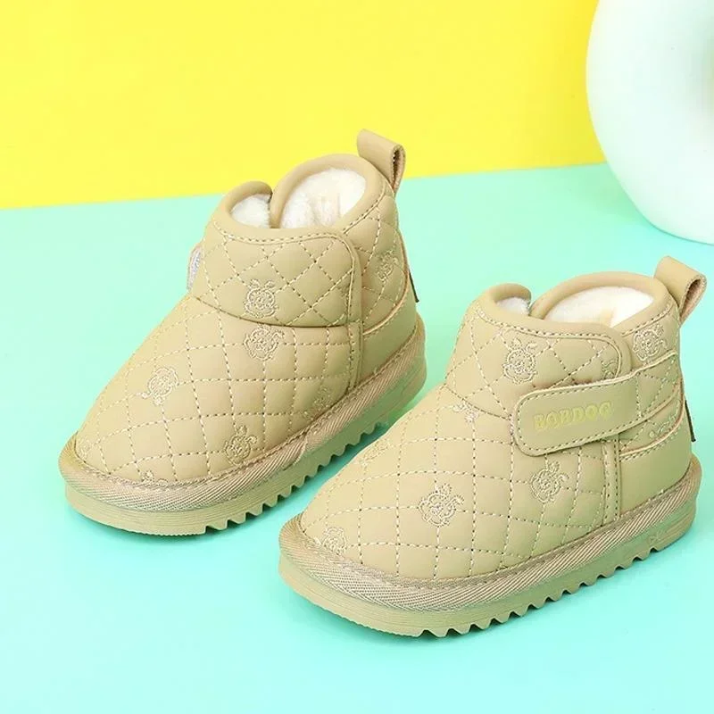 Botas de nieve para niños con forro de terciopelo y suela antideslizante - imagen 3