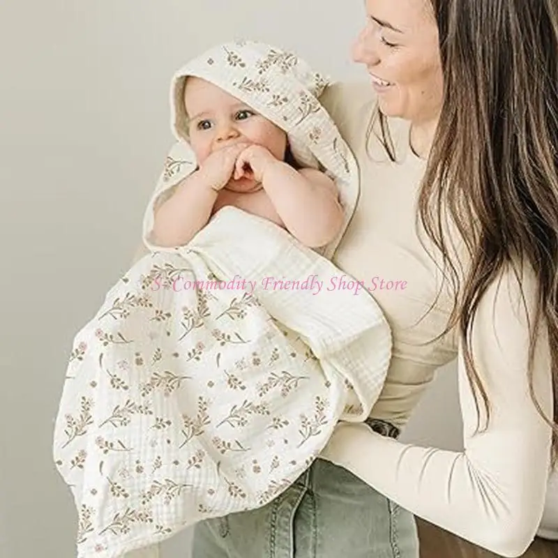 85ae 【2 paquete】 Toalla para bebés con capucha Manta gasa algodón, súper suave y absorbente para del baño, - imagen 4