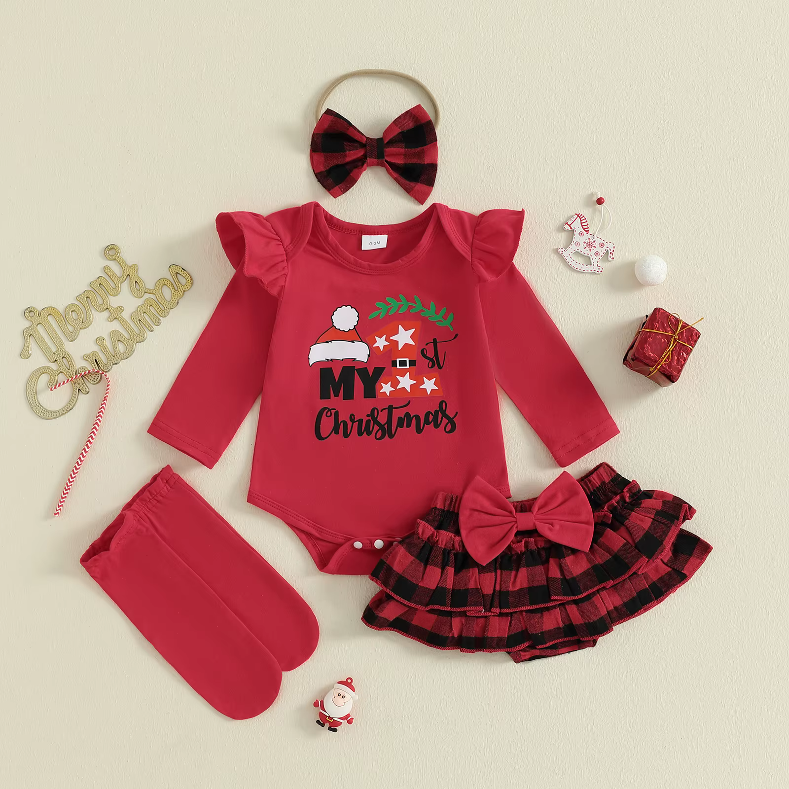 VISgogo conjunto Navidad niña con mameluco y accesorios - imagen 2