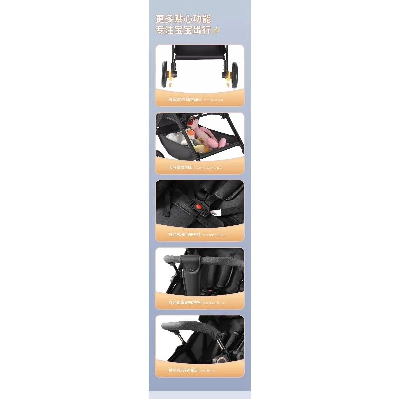 Carrito de bebé plegable con bandeja Senta y acuesta - imagen 3