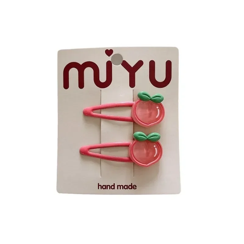 Pinza para el pelo para niña, moda coreana, fruta de dibujos animados, Clip BB para niño pequeño, pasadores de melocotón, cereza y fresa, accesorios para el cabello - imagen 5