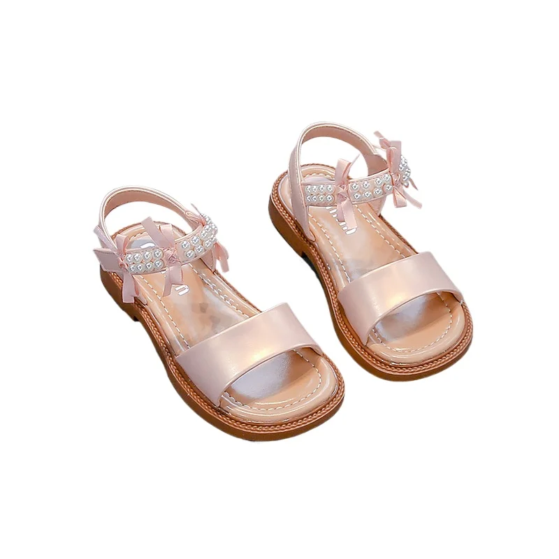 Sandalias de verano para niña, nueva moda, zapatos sencillos para niño, sandalias versátiles de princesa exquisita para niño, zapatos planos antideslizantes suaves para playa 2025 - imagen 5