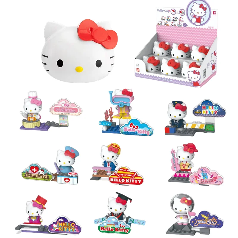 Sanrio Hello Kitty Anime figura de acción modelos periféricos juguetes de ensamblaje adorno de escritorio cajas ciegas regalos de Festival para niños