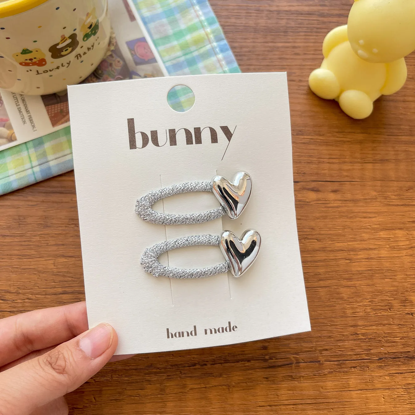 2 uds nuevo plata brillante lazo de seda amor niños BB Clip flequillo Simple Clipheadwear niñas niños accesorios para el cabello - imagen 4